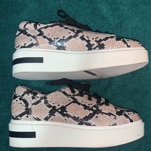 Paolo Pink Snake-Print Platform Sneakers